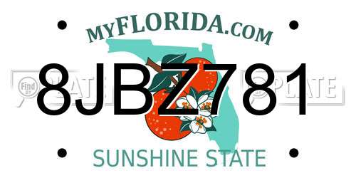 8JBZ781 Florida License Plate