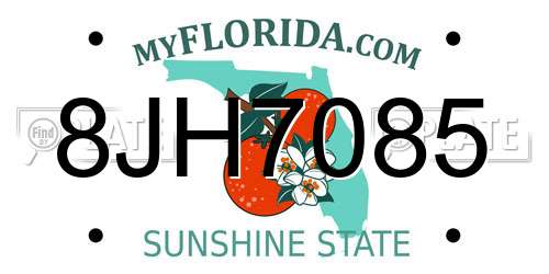 8JH7085 Florida License Plate