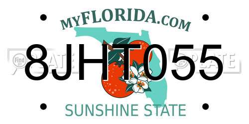 8JHT055 Florida License Plate