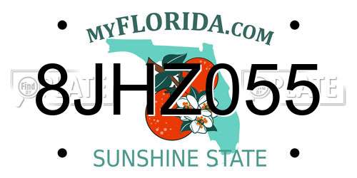 8JHZ055 Florida License Plate