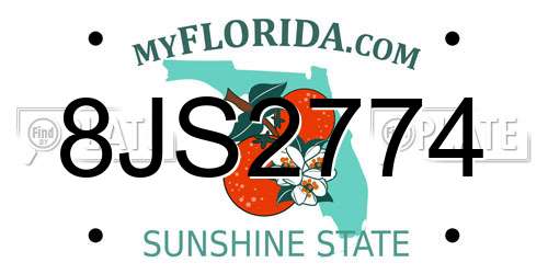 8JS2774 Florida License Plate