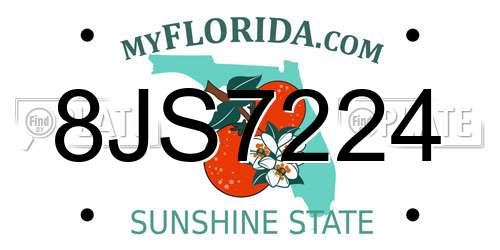 8JS7224 Florida License Plate
