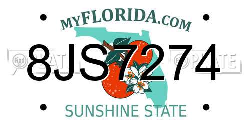 8JS7274 Florida License Plate
