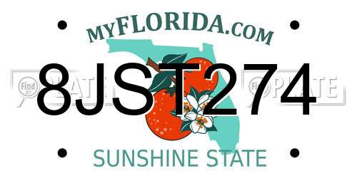 8JST274 Florida License Plate