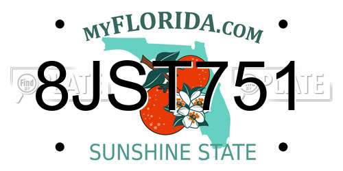 8JST751 Florida License Plate