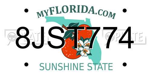 8JST774 Florida License Plate