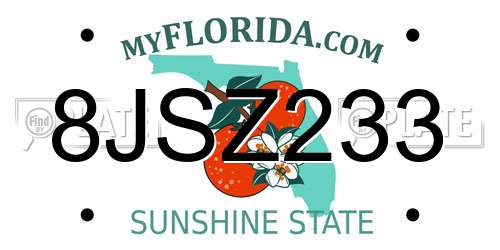 8JSZ233 Florida License Plate