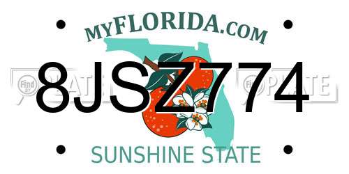 8JSZ774 Florida License Plate