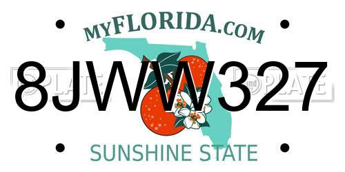 8JWW327 Florida License Plate