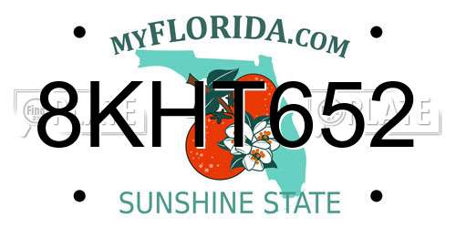 8KHT652 Florida License Plate