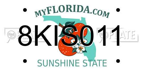 8KIS011 Florida License Plate