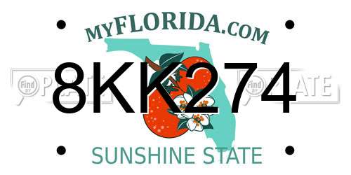 8KK274 Florida License Plate