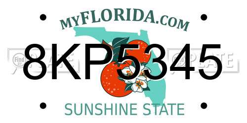 8KP5345 Florida License Plate