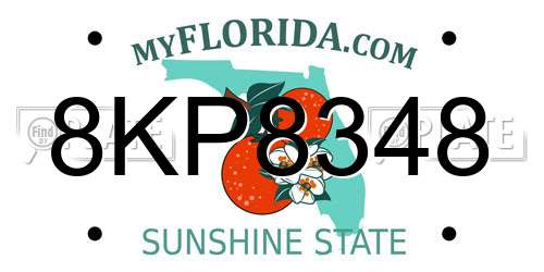 8KP8348 Florida License Plate