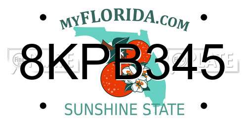 8KPB345 Florida License Plate