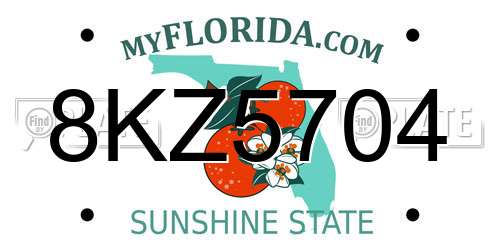 8KZ5704 Florida License Plate
