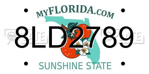 8LD2789 Florida License Plate