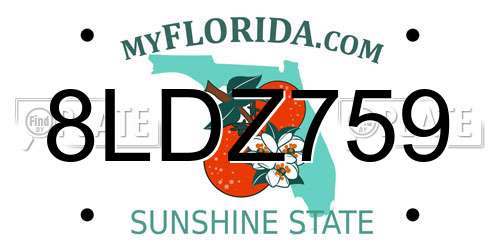 8LDZ759 Florida License Plate