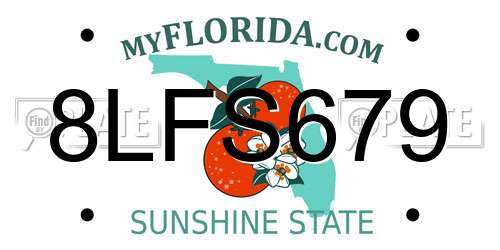 8LFS679 Florida License Plate