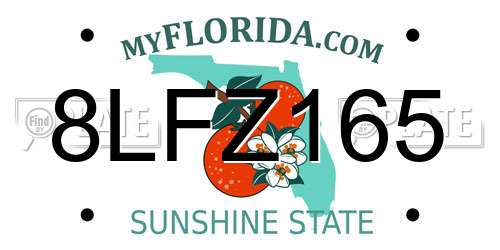 8LFZ165 Florida License Plate