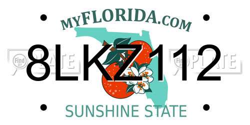 8LKZ112 Florida License Plate