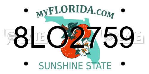 8LO2759 Florida License Plate