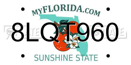 8LQT960 Florida License Plate