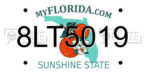 8LT5019 Florida License Plate