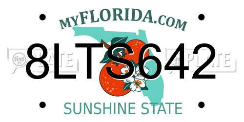 8LTS642 Florida License Plate