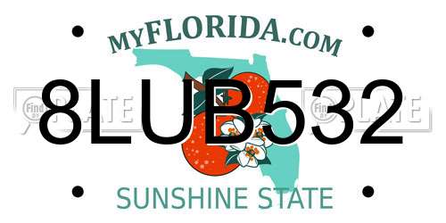 8LUB532 Florida License Plate