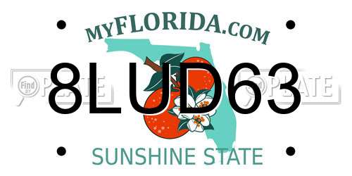 8LUD63 Florida License Plate