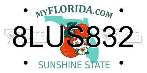 8LUS832 Florida License Plate
