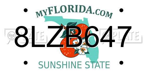8LZB647 Florida License Plate