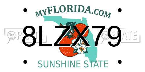8LZX79 Florida License Plate