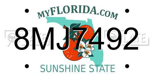 8MJ7492 Florida License Plate