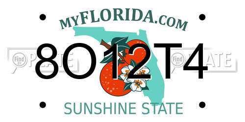8O12T4 Florida License Plate