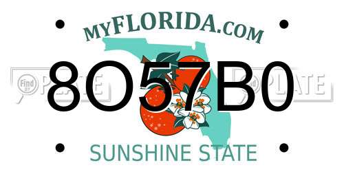 8O57B0 Florida License Plate