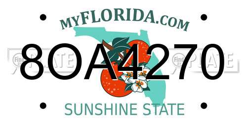 8OA4270 Florida License Plate