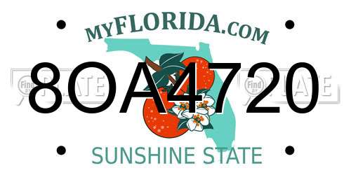 8OA4720 Florida License Plate