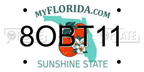 8OBT11 Florida License Plate