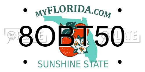 8OBT50 Florida License Plate