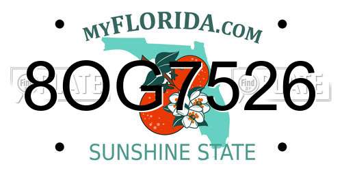 8OG7526 Florida License Plate