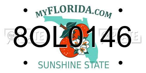 8OL0146 Florida License Plate