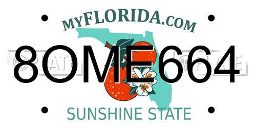 8OME664 Florida License Plate