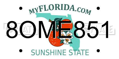 8OME851 Florida License Plate