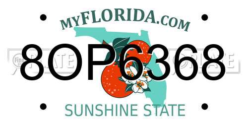 8OP6368 Florida License Plate