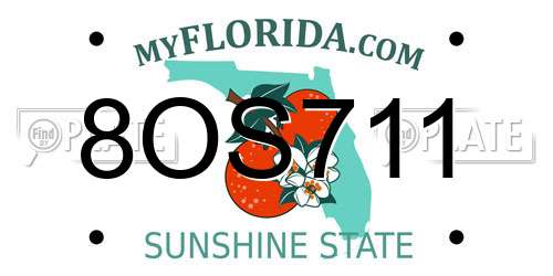 8OS711 Florida License Plate