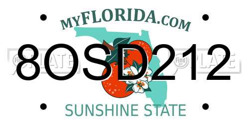 8OSD212 Florida License Plate