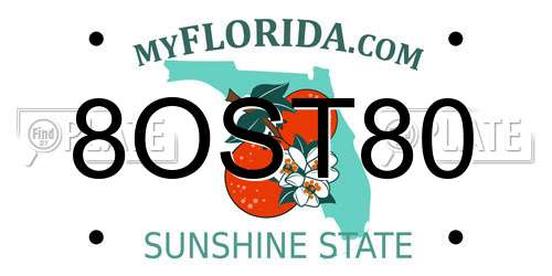 8OST80 Florida License Plate