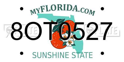 8OT0527 Florida License Plate